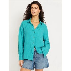 Old Navy Crinkle Gauze Loose Button-Down Shirt